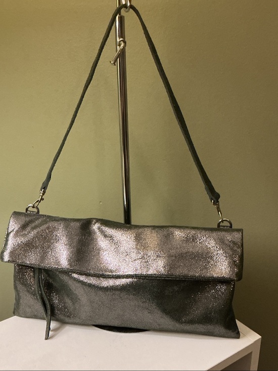 Gianni Chiarini Handbags - Gianni Chiarini Metallic Green Leather Foldover Shoulder Bag Wristlet Clutch